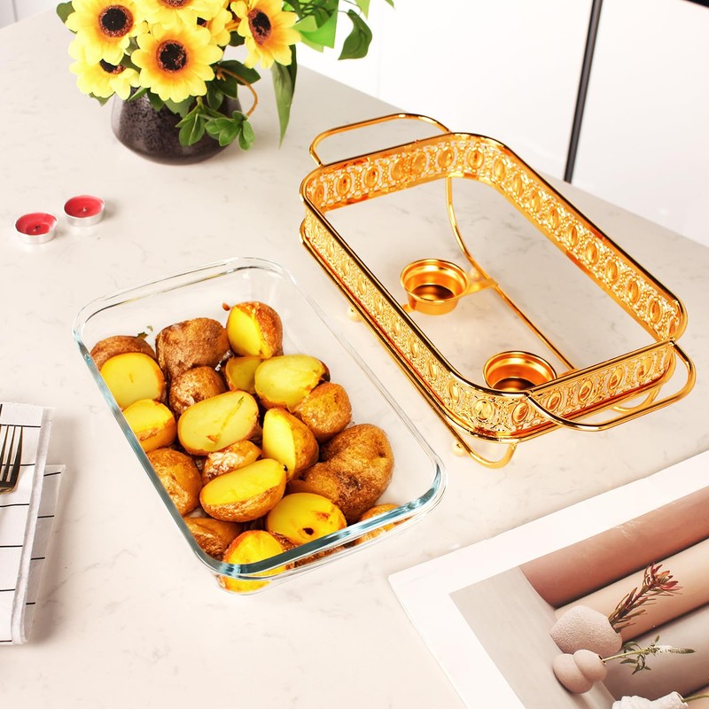 Casserole Dish 6" x 11" Glass Baking Dish with Stainless
