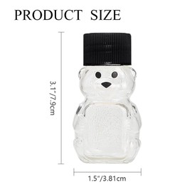 2 Pcs 2oz Plastic Honey Bear Bottle, Bear Shape Clear Empty Honey Jar with Screw Yellow Lid, Honey Dispenser for Baby Shower Party Favors Gifts (black)