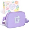 COSHAYSOO Small Waist Fanny Pack Belt Bag with Initial Letter Patch Adjustable Strap for Women Teen Girl Traveling Gym Hiking, Crossbody Travel Purse Cross Body Trendy Preppy Pouch, Lavender, Small, G