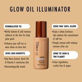 St Moriz Advanced Glow Body Oil | Body Illuminator for Instant Skin Radiance | Body Glow Enhancer | Shimmering Liquid Highlighter for Body | Compliments Your Tan | Vegan | Cruelty Free | 100ml