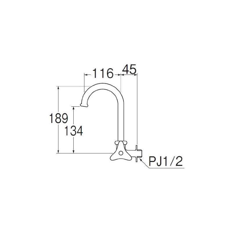 SANEI A26J-13 Horizontal Flexible Faucet Vine Neck Pipe
