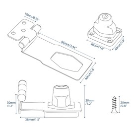 Alise Keyed Hasp Lock Right Angle 90°,4 Inch Safety Packlock Clasp Latch with Keys, Black Door Hinge Lock Keyed Locking Hasp for Cabinets Drawer Closets Fence Barn Doors