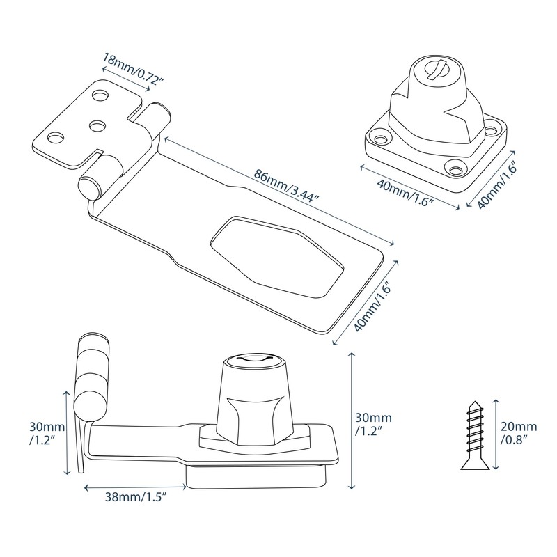 Alise Keyed Hasp Lock Right Angle 90°,4 Inch Safety Packlock