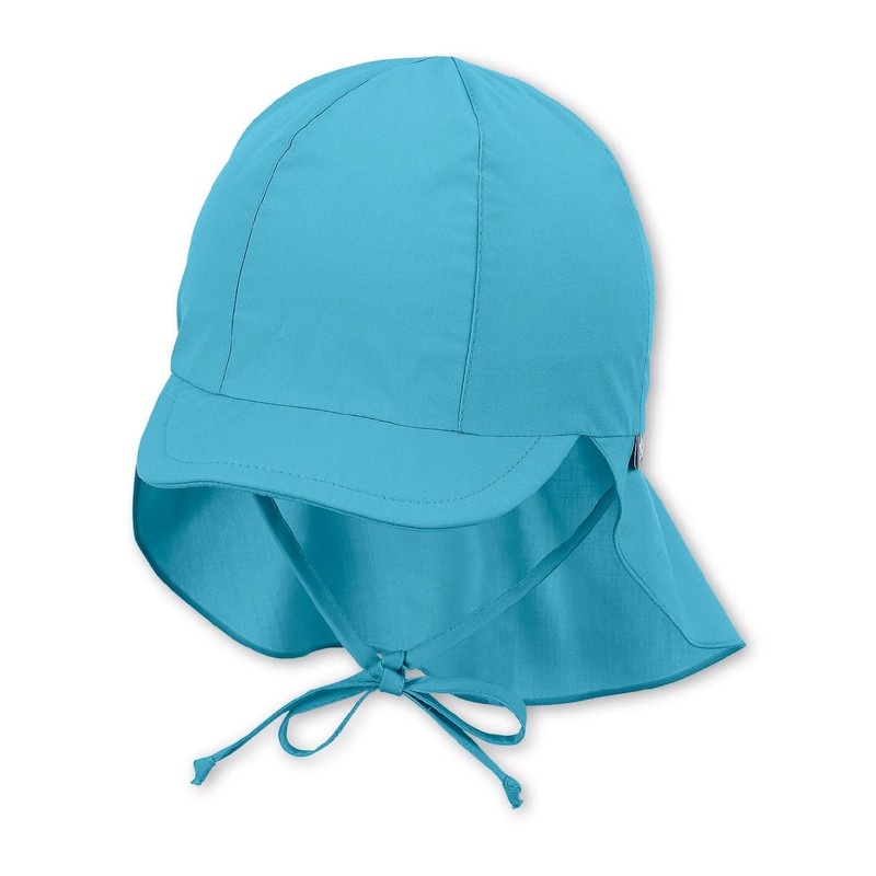 Sterntaler unisex peaked cap with neck protection and ties, Turquoise