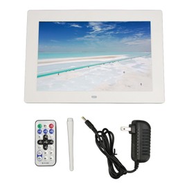 10 Inch Digital Photo Frame 1280x800 HD IPS Display Support Screen Switching Digital Picture Frame with Remote Control 100‑240V White US Plug