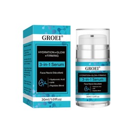 GROET Hydrating Serum for Face, Neck and Upper Chest - with Peptides, HPR and Hyaluronic Acid, Hydrating and Firming, Anti-Aging Face Serum to Boost Elasticity and Radiance, 1.01 fl oz