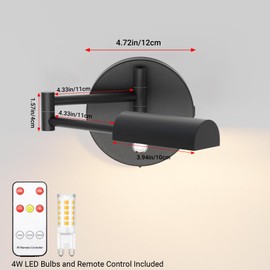 Tipace Black Vintage Wireless Battery Operated Wall Sconces,Rechargeable Cordless Battery Powered LED Wall Lights,Indoor 180°Rotate with Remote Control for Bedroom Farmhouse Gallery(Bulb Included)