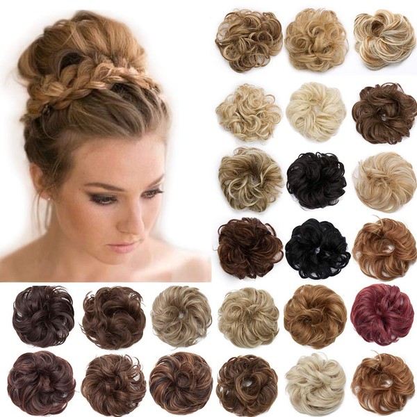 S-noilite Hair Bun Extensions Messy Wavy Curly Dish Donut Scrunchie