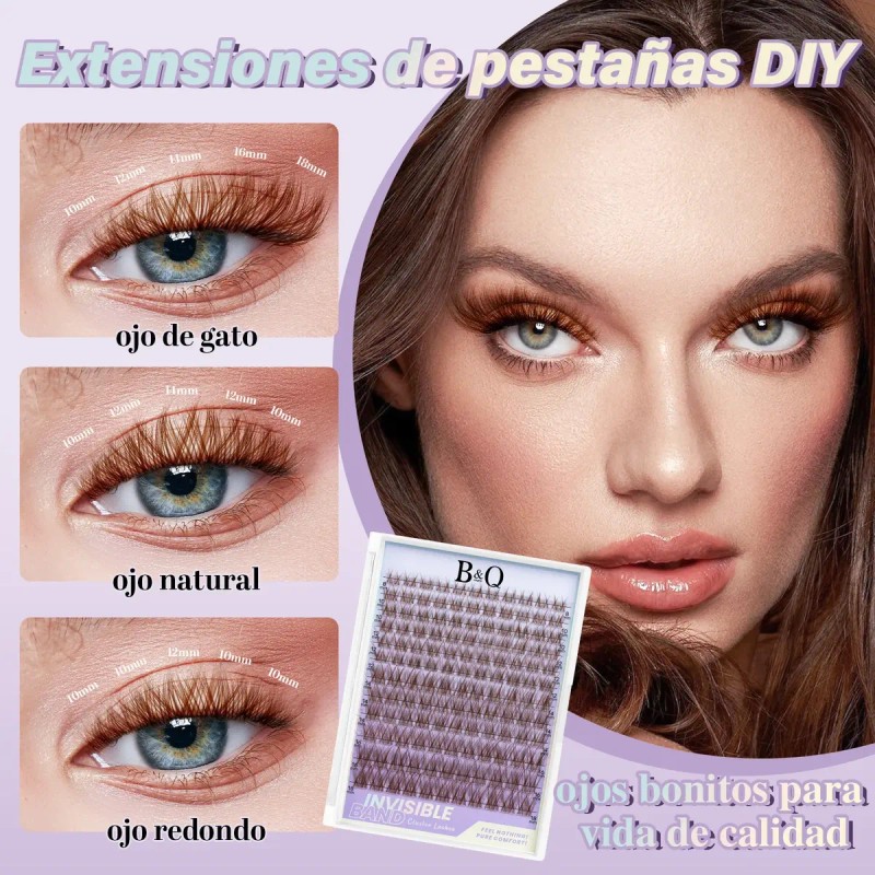 Extensiones De Pestañas Marrón Kit Raíces Invisibles Bq Lash