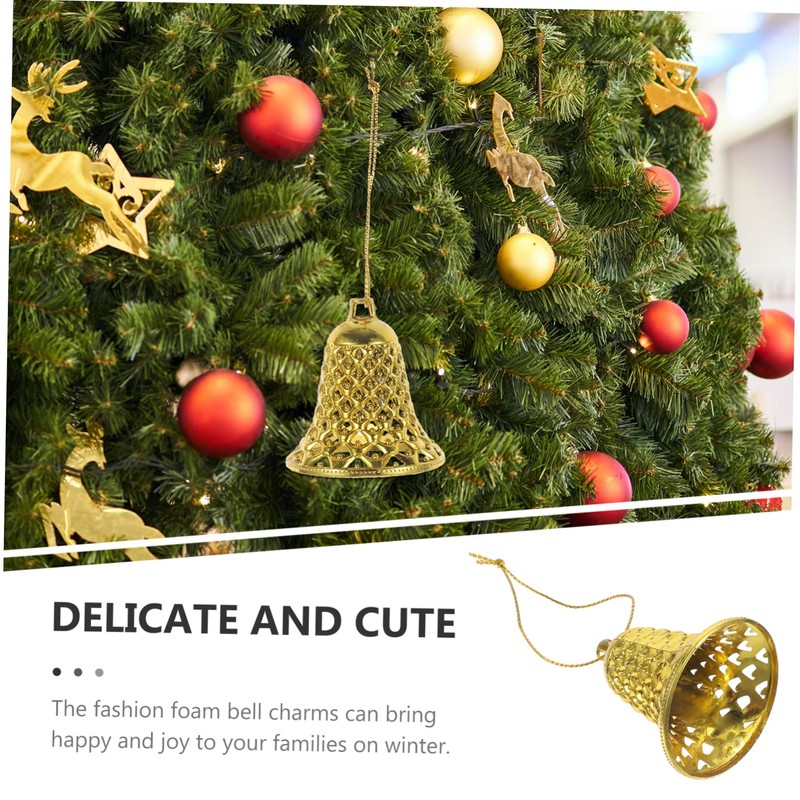 Ipetboom 12pcs Xmas Bell Pendant Ornaments Festive Plastic Hanging Decorations