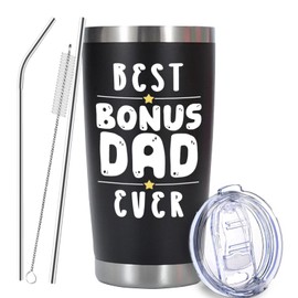 EchoMaven Step Dad Gifts, Bonus Dad Gifts, Stepdad Father's Day Present, Perfect for Christmas Birthday from Step Daughter Son, 20oz Stainless Steel Double Wall Insulated Tumbler with Lid Straws