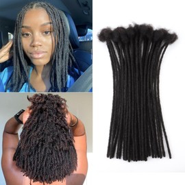 Loc Extensions Human Hair 0.4cm&0.6 cm&0.8cm width 4-18inch 10, 20, 40, 100 strands 100% Human Hair Locs Extensions for Men Women Natural Dreadlocks Can Be Dyed Bleached Curled 0.6cm 10inch 10 Strands