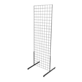 SSWBasics 2' x 6' Grid Wall Standing Fixture - Black - Durable Display Rack for Art Displays, Outdoor Festivals, Flea Markets, Craft Shows, Home and Office Use - Easy Assembly Required