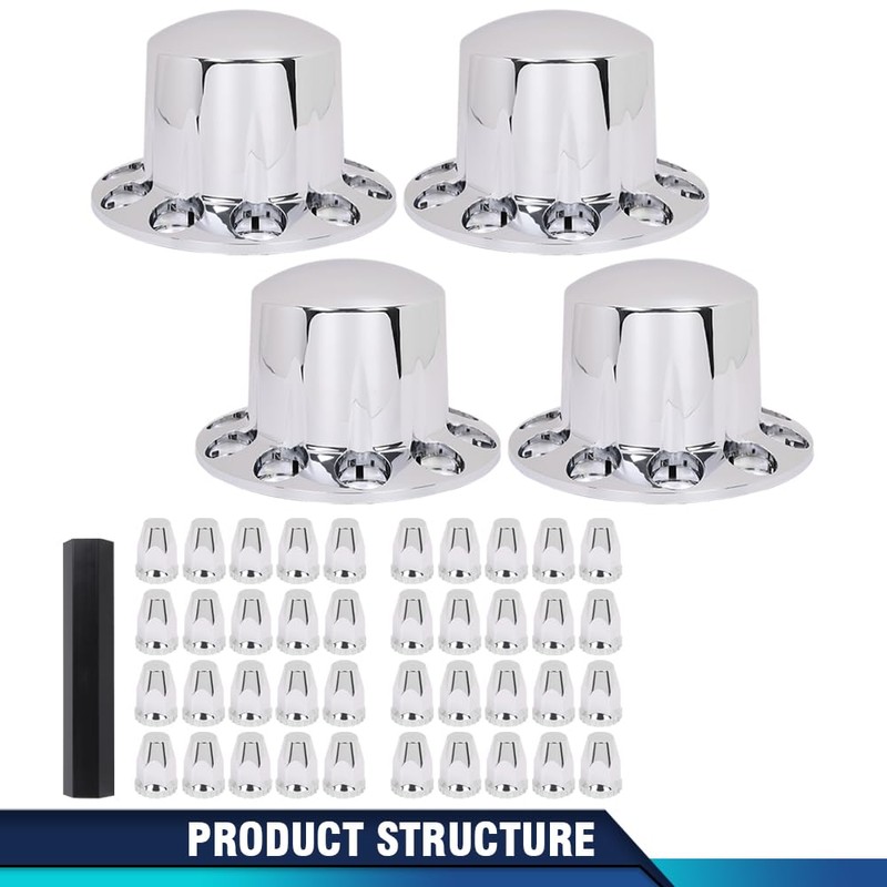PIT66 Chrome Rear Wheel Axle Hub Cover Kit Semi ABS