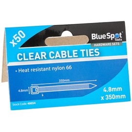Blue Spot 40054 4.8 x 350 mm Cable Tie Set - Clear (50-Piece)