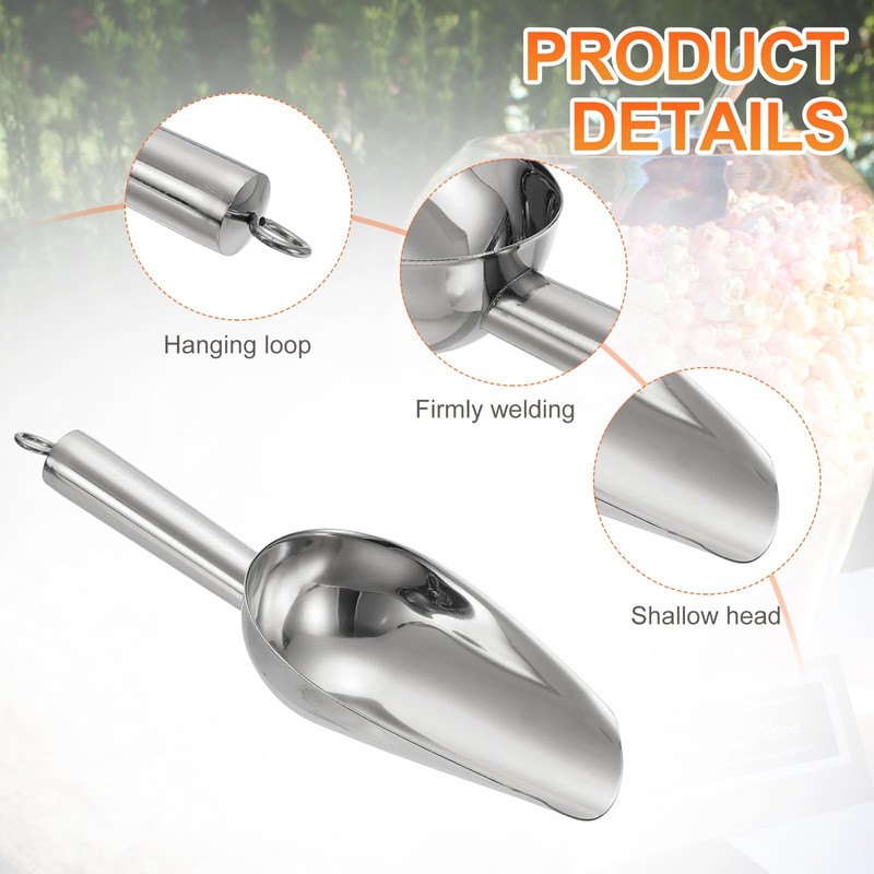 sourcing map 4pcs Metal Ice Scoop, 8.2" x 2.7"Stainless Steel