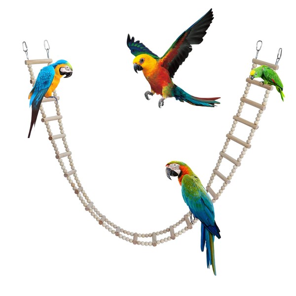 Bird Wooden Ladder Bridge, Pet Hamster Rats Climbing Ladder Toys,