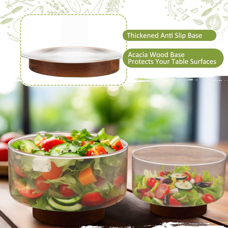 Domensi 2 Pcs Extra Large Glass Salad Bowl Set 125