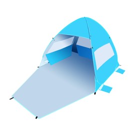 Geekman Beach Tent, UPF 50+ Pop Up Beach Tent Fits 2 Person, Windproof Beach Tent Sun Shelter, Lightweight & Portable Shade Tent for Outdoor Activities, Beach Tent with Storage Bag, Light Blue