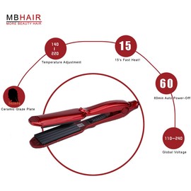 Ceramic Crimper Iron for Fluffy Hairstyle Curling Iron, Corrugation Crimper Hair Irons, Anti Static Ceramic Hair Crimping Iron Adjust Temperature