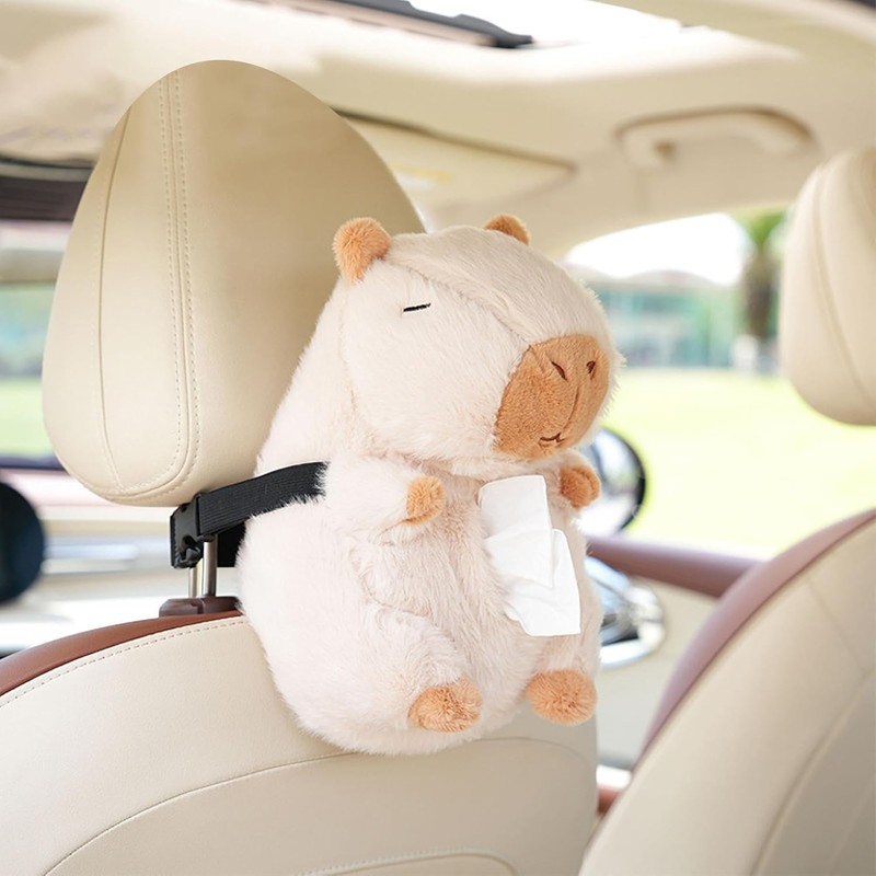 Yharnamite Car Tissue Holder, Capybara Plush Car Tissue Paper Holder,