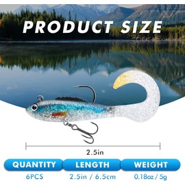 GOTOUR Fishing Lures for Bass, Pre-Rigged Soft Swimbait with Ultra Sharp Hook, Weedless Bass Lures, Pike Trout Walleye Striped Bass Fishing Lure, Premium Fishing Bait for Freshwater and Saltwater