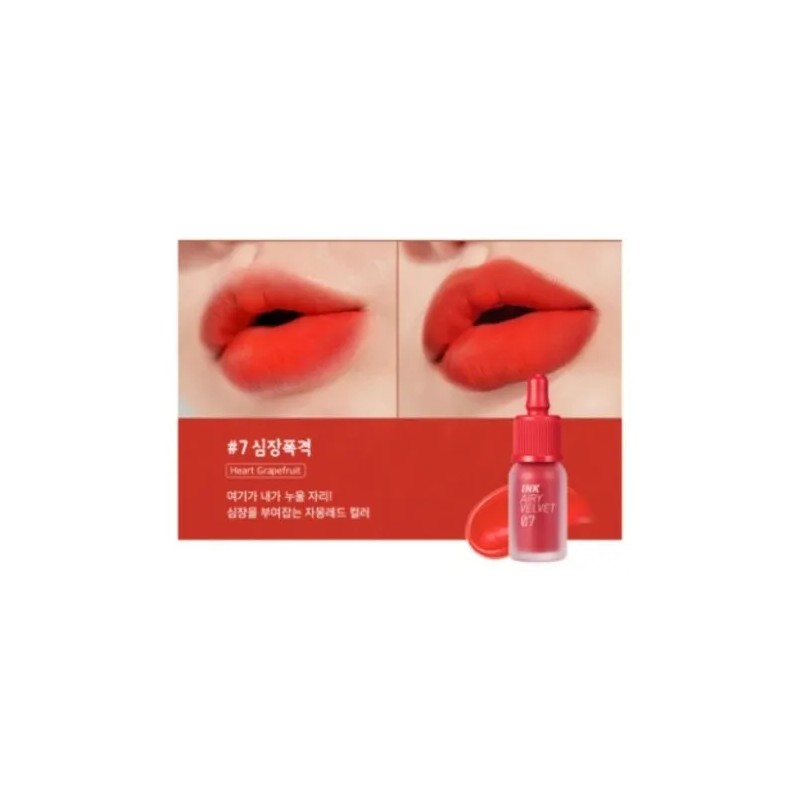 Peripera Labial Ink Airy Velvet Heart Grapefruit 07 Acabado Mate
