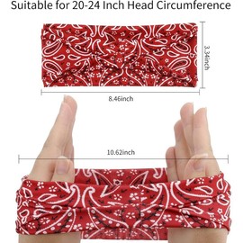 6 headbands paisley bandanas head bands sweat band hair wrap headwrap fashion boho wide thick workout yoga elastic mens cooling running sports headband sweatbands for women and men - Color: Multi-colored-1