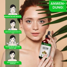 Kanzy Organic Castor Oil Cold Pressed 100% Pure Organic Castor Oil for Hair Growth Natural Castor Oil for Body, Hair, Nails, Eyelashes, Eyebrows