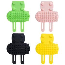 XUZOPIM Pack of 4 Cat Brush, Wall Mounted Cat Brush, Self-Care Massage Combs for Pet Cats, Cat Brush Face Scratcher, Massage Brush for Cats with Long and Short Fur (Green, Yellow, Pink, Black)