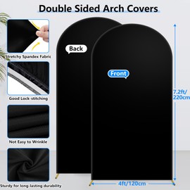 Hemmotop 7.2 ft Arch Backdrop Cover Black, Double-Sided Spandex Arch Cover Stretchy Backdrop for Party Decorations, Easy to Install, Not See Through, Durable & Reusable Arch Backdrop Stand Cover