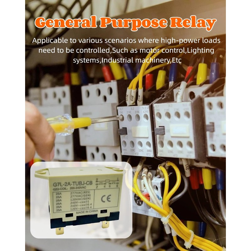 G7L-2A-TUBJ-CB-AC200/240 General Purpose Relay with Test Button,Double Pole Single Throw