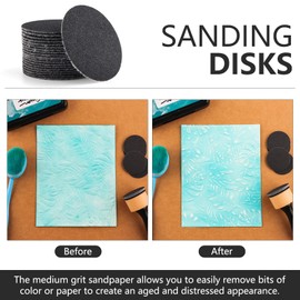 Briartw 33 PCS,Mini Ink Blending Tool,12pcs Domed Foams and 20 Pieces Sanding Disks Set,Round Replacement,Medium-Grit Sandpaper Provides The Ideal Friction to Work On Cardstock, Chipboard, Wood