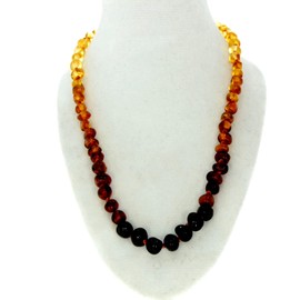 SilverAmber Jewellery NBAROMB33 Ombre Baltic Amber Pearl Necklace - Chain Length 33 cm - Available in Various Colours and Sizes, Gemstone, Amber