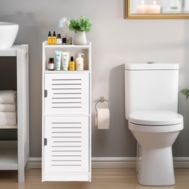 ShellKingdom Toilet Paper Holder Stand, Small and Slim Bathroom Storage Cabinet for Bathroom Small Spaces, 29.1 x 9.5 x 7.9 inch