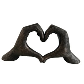 Haute Collage Hands Love Gesture Sculpture Antique-Silver Gold Bronze Colour Life-Size 26cm/10'' Expression of Appreciation & LoveValentine's Day I appreciate you I love you Wedding Present (Bronze)