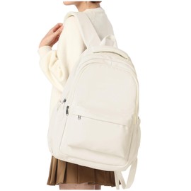 Backpack for School Women Men College High School Bag for Boys Girls Teen Casual Daypack Laptop Backpack Waterproof Teens Bookbag Lightweight Version E7- Beige