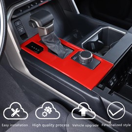 HAPPYHORSE Central Control Gear Shift Panel Trim Cover Compatible with Toyot@ Tundra/Sequoia 2022-2025 Car Gear Shift Control Anti-Scratch Panel Protection Cover Decorative (Sports red, Without 4WD)
