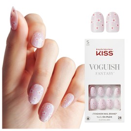KISS Voguish Fantasy, Fake Nails, Luminary, Pink, Oval, Short, 28 count