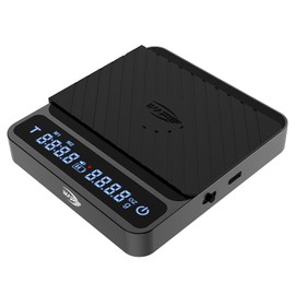 IKAPE Báscula de café digital, báscula de café de alta calidad con temporizador, 2 kg/0,1 g, báscula de goteo recargable de alta precisión con función de tara, pantalla LED (negro)