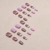 24pcs Short Square False Nails Glitter Sequins Stick on Nails