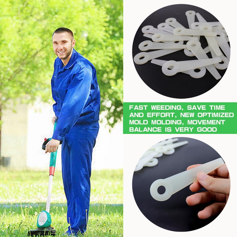 UPIQNG 24Pcs Plastic Trimmer Head Replacement Blades Grass Trimmer Blades