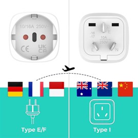 Travel Adaptor Australia, Germany to Australia Travel Adapter, Type I Australia Travel Plug Socket Adapter for Australia, China, Argentina, New Zealand, Fiji, Pack of 3