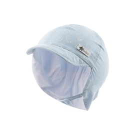 Sterntaler Peaked Cap Neck Saurier – Boys Hat Made of Cotton – UV Protection 30 Summer Hat with Ear Flaps and Tie Band – Sun Hat – Baby and Children's Headpiece, Sky, 47