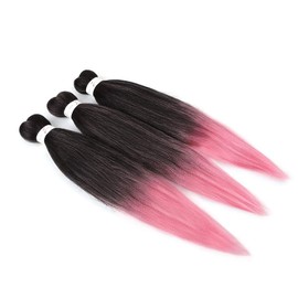 Pre Stretched 20 Inch 8 Packs Braiding Hair Extensions Braid Professional Yaki Synthetic Fiber Crochet Twist Braids Ombre Brown Black Blonde Hair Black to Light Pink