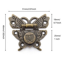 Antique Latch Hasp, OZXNO 2-Pack Retro Bronze Zinc Alloy Butterfly Lock Catch & Screws for Jewelry Box Cabinet Wooden Case Gift Box