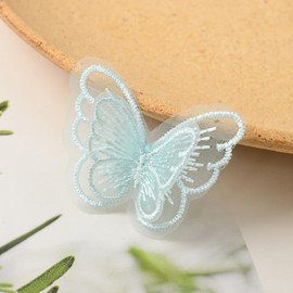 Pack of 10 Embroidery Sewing Iron-On Butterfly Patch, Lace Applique Embroidery Patches, Organza Lace Appliques, Lace Appliques Patches for Repairing Decorating Dresses, Light Green