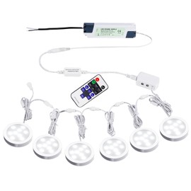 AIBOO LED Under-Unit Light Dimmable, Ultra Thin Under-Unit Light Kitchen LED 230 V with Remote Control, Durable, LED Cabinet Lighting with Fixed Wiring for Kitchen (6 Pack, Day White)