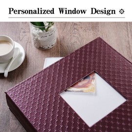 Mublalbum Leather Photo Album 4x6 600 Photos Large Capacity Picture Book with Horizontal and Vertical Pockets for Baby Wedding Anniversary and Family (Wine Red)