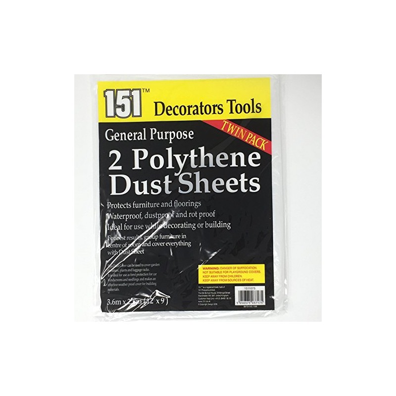 Pack of 8 Polythene Dust Sheets for Decorating or Building